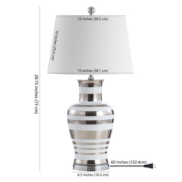 Zilar Striped 28.75" Ceramic/Iron Classic Modern LED Table Lamp - JONATHAN Y